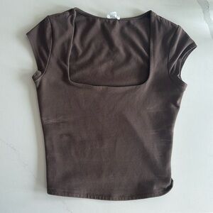 Brown garage square neck top